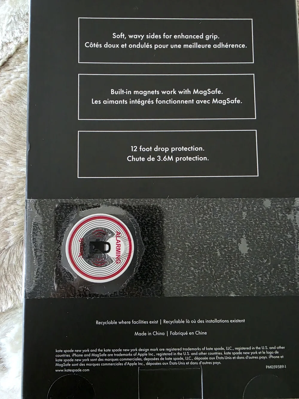 kate spade Black Phone Case Box with Cream Insert and Red Accent Seal
